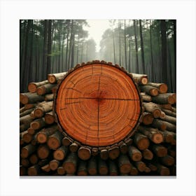 Firefly Log, Forest, Wood, Firewood, Cut, Pile, Cut Off, Tree, Ring, Ingredient, Timbering, Brown, L (3) Canvas Print