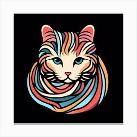 Colorful Cat Head Canvas Print