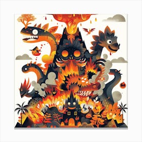 Monsters On Fire Canvas Print