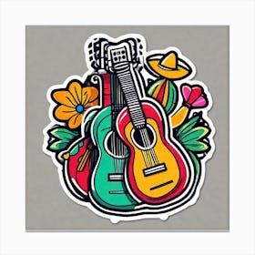 Guitars And Flowers Canvas Print