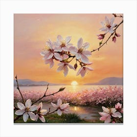 The Last Light of Spring Blossoming Cherry Blossoms Canvas Print