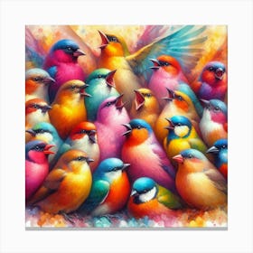 Colorful Birds Singing Canvas Print