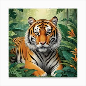 Tiger In The Jungle Art Print 1 1 Canvas Print