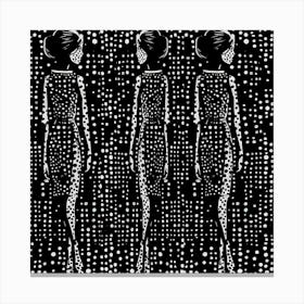 Woman In Dotted Dress, Dot Art Canvas Print