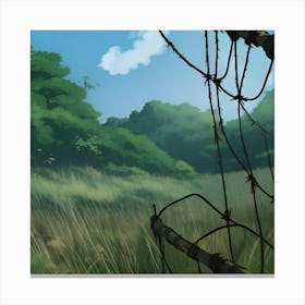 Tree and Barbed Wire Canvas Print