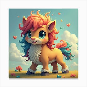 A Whimsical Creature With Multiple Eyes And A Vibrant, Colorful Mane 1 Canvas Print