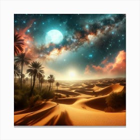 Desert Landscape With Stars Canvas Print