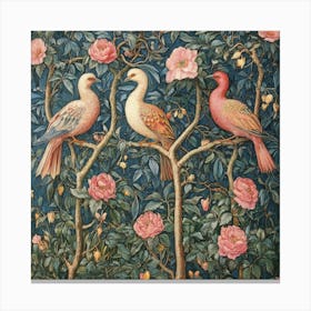 Doves And Roses Art Canvas Print