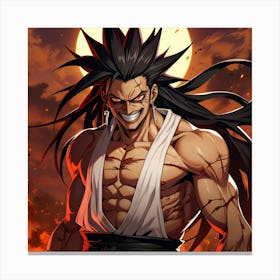 Anime Character In Front Of A Fire Canvas Print