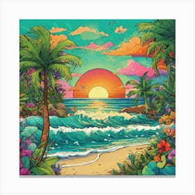 Sunset At The Beach 7 Canvas Print