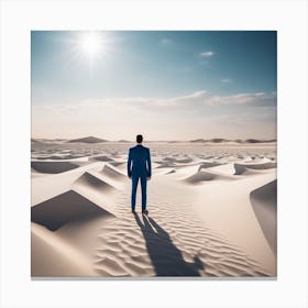 Businessman In The Desert Canvas Print