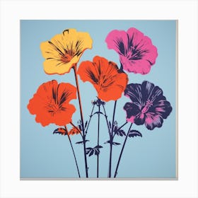 Andy Warhol Style Pop Art Flowers Florals 6 Square Canvas Print