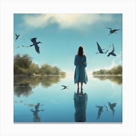 Girl In A Blue Dress 9 Canvas Print