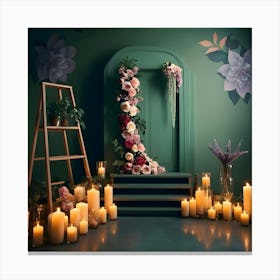 Wedding Scene With Candles And Flowers 1 Canvas Print