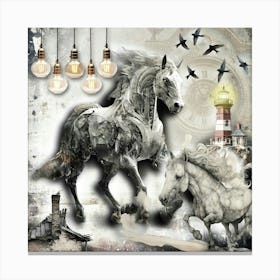 Horse Surreal Illustration Art 07 Canvas Print