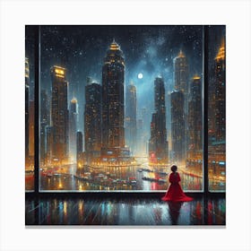 Cityscape At Night 1 Canvas Print