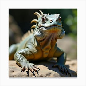 A Majestic Komodo Dragon Sunning Itself On A Rock 2 Canvas Print