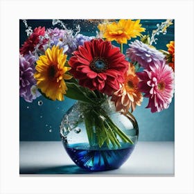 Colorful Flowers In A Vase 12 Canvas Print