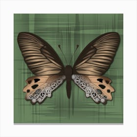 Mechanical Butterfly The Atrophaneura Horishana On A Green Background Canvas Print