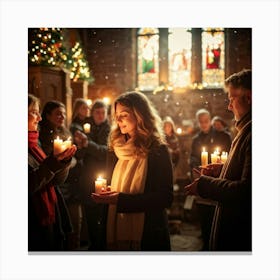 A Serene Christmas Eve Service Parishioners Immersed In Expressions Of Spiritual Surrender Engulfe (4) Canvas Print