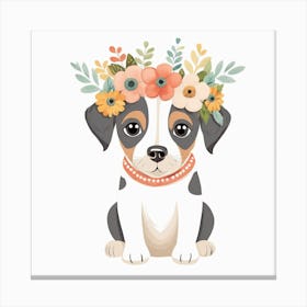 Floral Baby Dog Nursery Illustration (13) Canvas Print