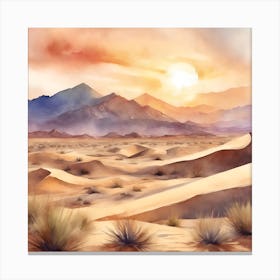 Watercolor Desert Landscape Canvas Print