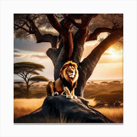 Lion And The Tree 3 Canvas Print