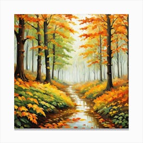 Forest In Autumn In Minimalist Style Square Composition 110 Canvas Print