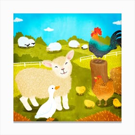 Farm Animals Square Canvas Print