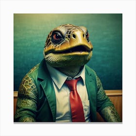 Turtle In A Suit 1 Canvas Print