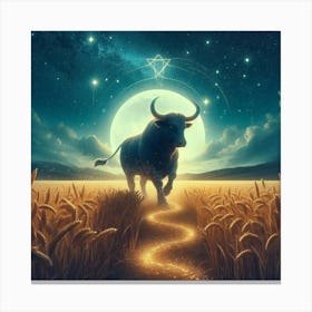 Bull In The Wheat Field 11 Canvas Print