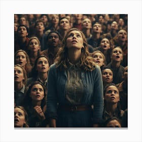 Woman In Front Of A Crowd Canvas Print