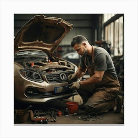 Mechanic Working On A Car 2 Canvas Print