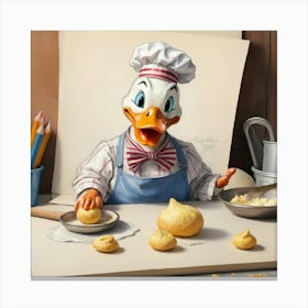 Donald Duck Cooking 1 Canvas Print