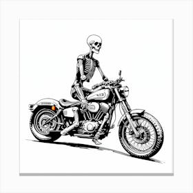 Skeleton Riding A Motorcycle Canvas Print