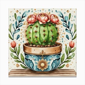 Cactus In A Pot 11 Canvas Print