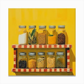 Spices On A Shelf Yellow 4 Canvas Print