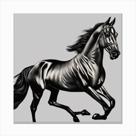 Black Horse Galloping Canvas Print