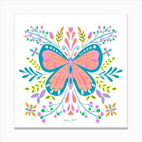 Butterfly With Petals Canvas Print