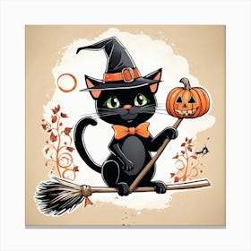 Cute Cat Halloween Pumpkin (49) Canvas Print