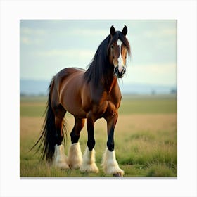 A Majestic Clydesdale Horse Standing In A Field 1 Canvas Print