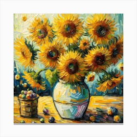 Sunflowers In A Vase 4 Canvas Print