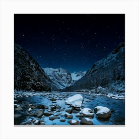 Firefly 8k, Top Quality, Pitch Black, Midnight, Dark Night, Snow Covered, Mountain Forests, Deep Val (9) Canvas Print