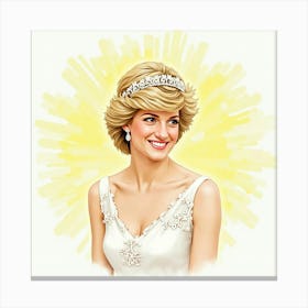 Elegant Watercolor Of Princess Diana Surrounded By Gentle Rays 1 Canvas Print