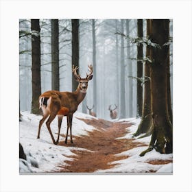 Deer In The Forest 14 Canvas Print