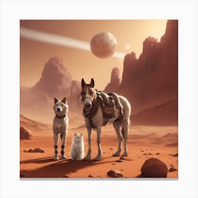 Dog And Cat On Mars Canvas Print