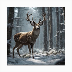 Deer In The Woods 40 Canvas Print