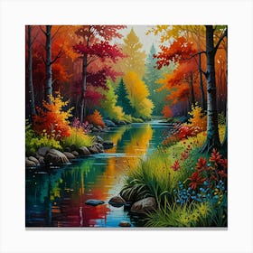 Colorful Nature Painting Art Print 1 Canvas Print