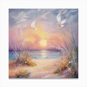 Doves At Sunset 7 Canvas Print