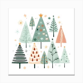 Whimsical Christmas Tree Illustration - Festive Pastel Holiday Art Print Canvas Print